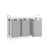 Breebe Laundry Sorter With 3 Pull-out And Removable Bags In Gray