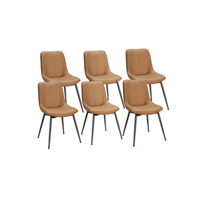 Breebe Leather Dining Chairs Set Of 6 In Brown