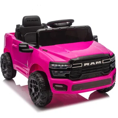 Breebe Licensed Dodge Ram 3500 12v Kids Ride On Truck,w/ Remote Control,2wd & Rear Shock Suspension,led Hea In Pink
