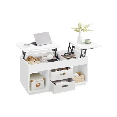 Breebe Lift-top Coffee Table With 2 Drawers And Hidden Compartments In White