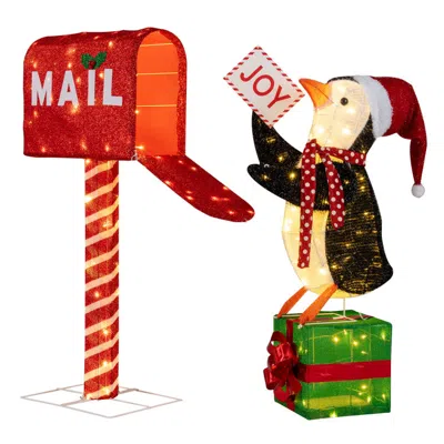 Breebe Lighted Christmas Decoration Mailbox And Penguin 3d Pre-lit Xmas Holiday Decoration In Multi
