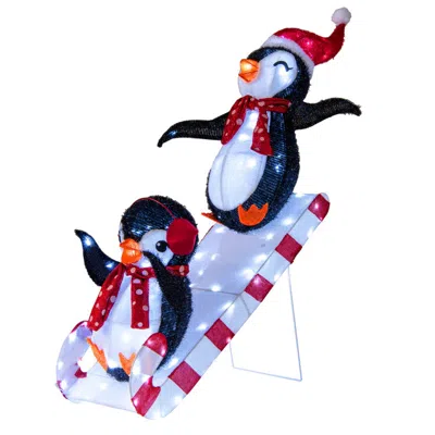 Breebe Lighted Christmas Decoration Penguins 3d Pre-lit Penguins Slide With 170 Led Lights In Multi