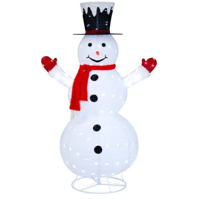 Breebe Lighted Snowman With Top Hat And Red Scarf In White
