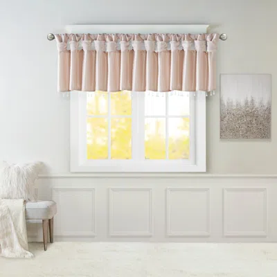Breebe Lightweight Faux Silk Valance With Beads Blush 50x26' In Neutral