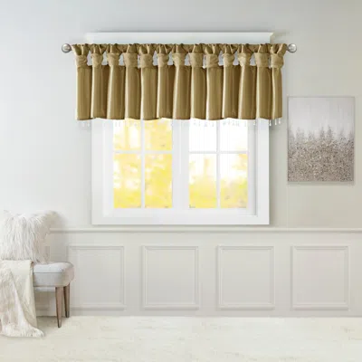 Breebe Lightweight Faux Silk Valance With Beads Bronze 50x26' In Multi