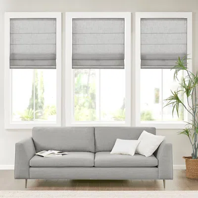 Breebe Linen Blend Light Filtering Cordless Roman Shade Grey 27x64' In Gray