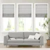 Breebe 1-piece 34x64' Linen Blend Light Filtering Cordless Roman Shade,white In Gray