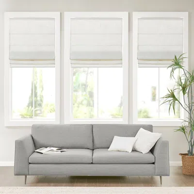 Breebe Linen Blend Light Filtering Cordless Roman Shade White 35x64' In Gray
