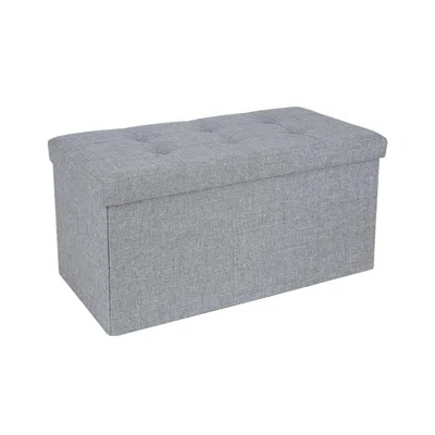 Breebe Linen Fabric Storage Ottoman In Gray