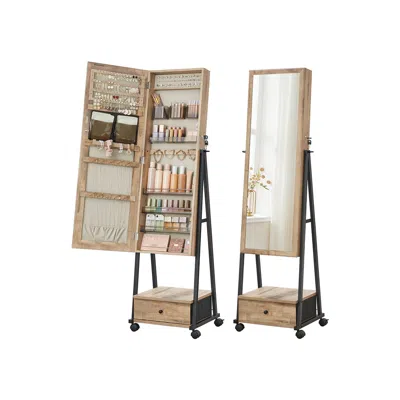 Breebe Lockable Jewelry Organizer With High Full-length Mirror In Neutral