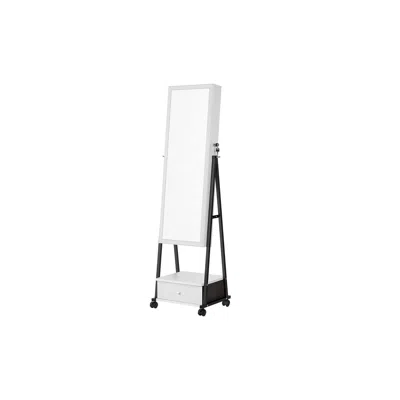 Breebe Lockable Jewelry Organizer With High Full-length Mirror In White