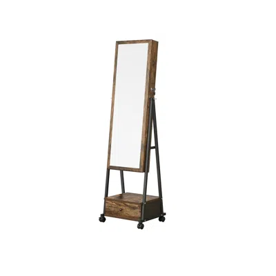 Breebe Lockable Jewelry Organizer With High Full-length Mirror In Brown