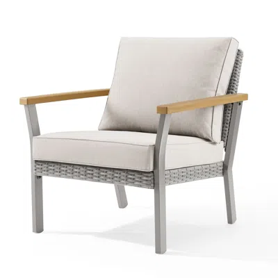 Breebe Lounge Chair With Faux Wood Armrests In Gray