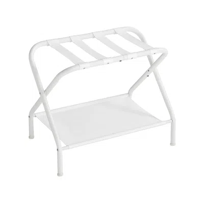 Breebe Luggage Rack With Fabric Storage Shelf Cloud White