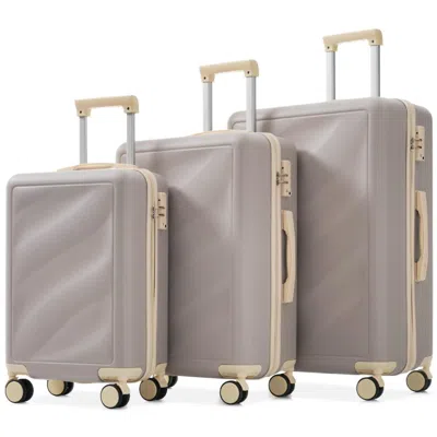 Breebe Luggage Set 3 Piece, Lightweight Durable Abs Suitcases With Spinner Wheels And Tsa Lock, Carry-on &  In Gray
