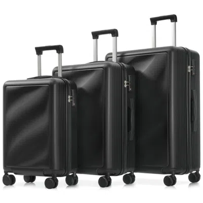 Breebe Luggage Set 3 Piece, Lightweight Durable Abs Suitcases With Spinner Wheels And Tsa Lock, Carry-on &  In Black