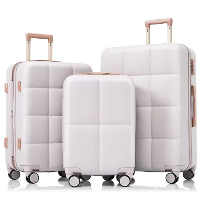 Breebe Luggage Set Of 3, Airline Certified Carry-on Luggage With Cup Holder, Abs Hard Shell Luggage With Sp