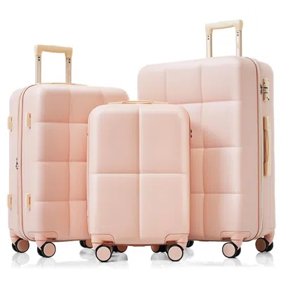 Breebe Luggage Set Of 3, Airline Certified Carry-on Luggage With Cup Holder, Abs Hard Shell Luggage With Sp