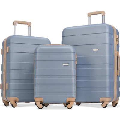 Breebe Luggage Sets New Model Abs Hardshell 3pcs Clearance Luggage Hardside Lightweight Durable Suitcase Se In Blue
