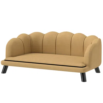 Breebe Luxury Pet Sofa With Solid Wood Legs And Cushion For Large Dogs In Brown