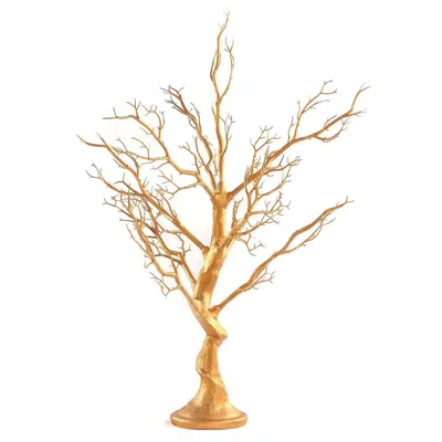 Breebe Manzanita Tree Centerpiece Metallic Gold With 8 Acrylic Bead Chains - Easy Assembly Decorative Artif