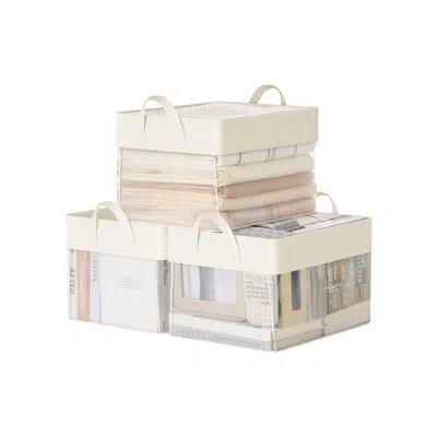 Breebe Medium Fabric Storage Baskets Set Of 3 In Neutral