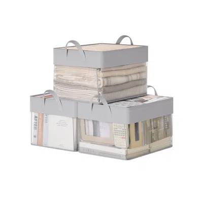 Breebe Medium Fabric Storage Baskets Set Of 3 In Gray