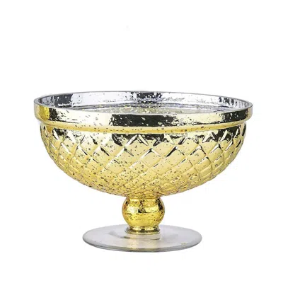 Breebe Mercury Glass Pedestal Bowl Vase Compote Style Gold - Sophisticated Floral Table Decor For Events 8"
