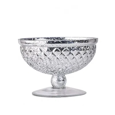 Breebe Mercury Glass Pedestal Bowl Vase Compote Style Silver - Sophisticated Floral Table Decor For Events 