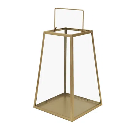 Breebe Metal Candle Lantern Trapezoid Geometric Design Gold - Hanging Terrarium Table Centerpiece For Indoo