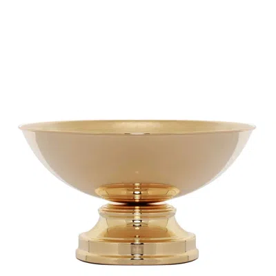 Breebe Metal Pedestal Flower Pot Round Design Gold - Floating Candle Bowl And Display Dish 12"