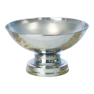 Breebe Metal Pedestal Flower Pot Round Design Metallic Silver - Floating Candle Bowl And Display Dish 12"