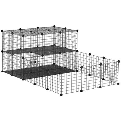 Breebe Metal Pet Playpen With Door, Mesh Cage For Small Animals In Black
