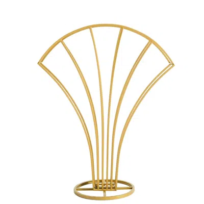 Breebe Metal Table Centerpiece Gold Scalloped Fan Shape Design - Wedding Floral Display Flower Frame Stand 