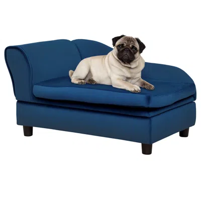 Breebe Modern Pet Sofa With Hidden Storage For Small Pets In Blue