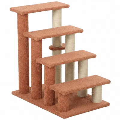 Breebe Multi-level Cat Stair Steps With Scratching Post For Indoor Use In Brown