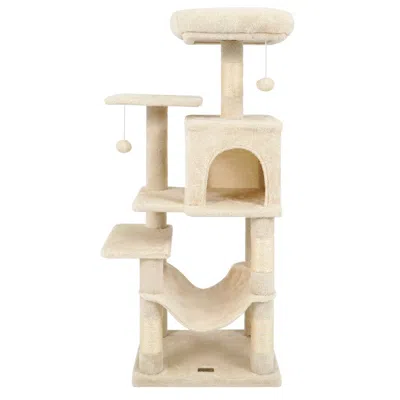 Breebe Multi-level Cat Tower With 2-door Condo And Padded Top Perch In Burgundy
