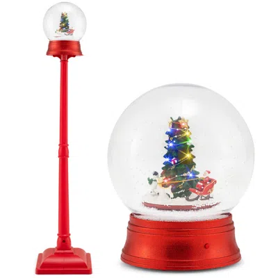 Breebe Musical Christmas Street Lamp With 8 Tunes And Blowing Snow In Red
