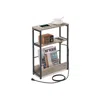 Breebe Narrow Side Table With Charging Station In Brown