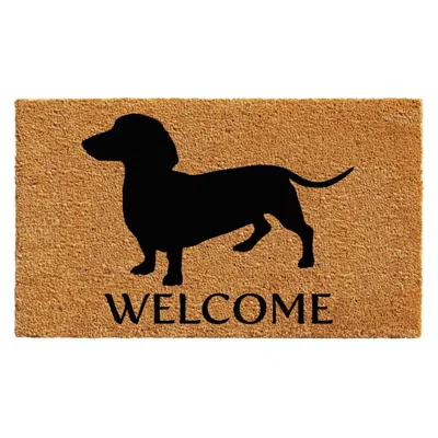Breebe Natural And Black Coir Dachshund Welcome Outdoor Door Mat