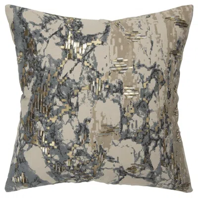 Breebe Natural Taupe Marbled Pattern Throw Pillow In Multi