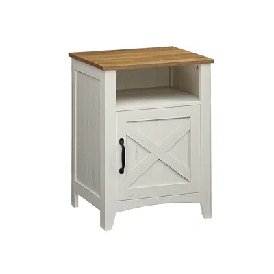 Breebe Nightstand With Cabinet And Compartment Rustic White And Honey Brown