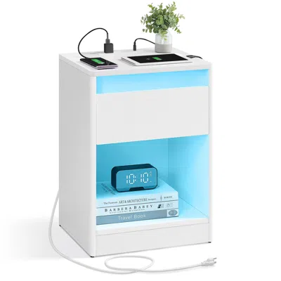 Breebe Nightstand With Charging Station & Led