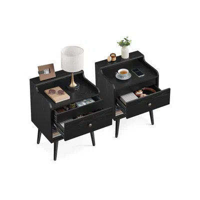 Breebe Nightstands With Hidden Drawers, Set Of 2 In Black