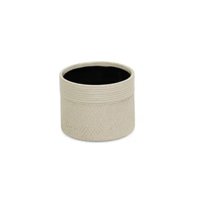 Breebe Off White Ceramic 42 Ounce Dotted Round Distressed Pot Planter In Neutral