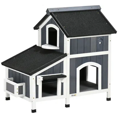 Breebe Outdoor Cat House With Weather-resistant Roof And Garden Bed Enclosure In Grey