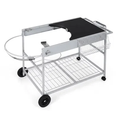 Breebe Outdoor Movable Grill Table For 18/22 Inch Weber Original Kettle For Camping In White