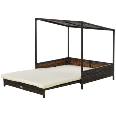 Breebe Outdoor Wicker Dog Bed With Roof And Soft Cushion In Multi