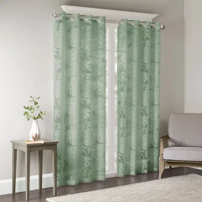 Breebe Palm Leaf Burnout Window Sheer Sage Green 50x84'