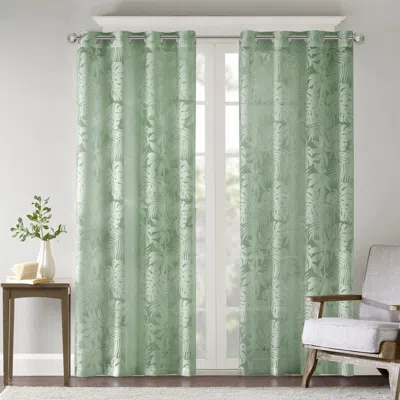 Breebe Palm Leaf Burnout Window Sheer Sage Green 50x95'